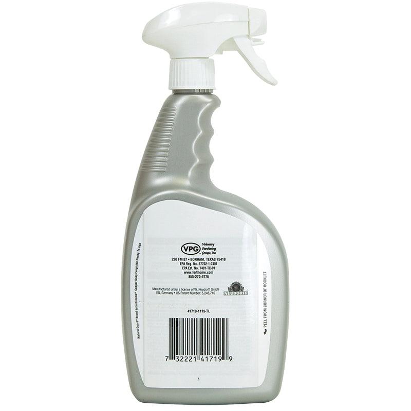 Grow Organic Natural Guard Copper Soap Liquid Fungicide RTU for pest control, showing a clear bottle of copper soap solution.
