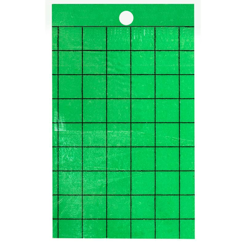 Grow Organic Pest Wizard green sticky card trap 4-pack for pest control, featuring bright green adhesive cards for insect trapping.