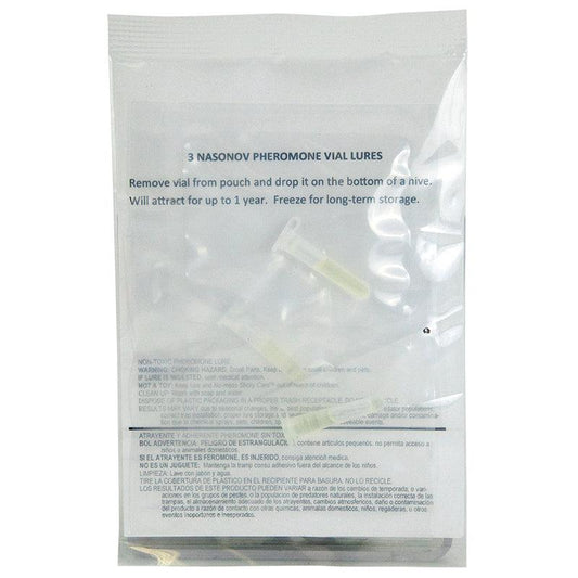Grow Organic Pest Wizard Honey Hive Helper Lure 3-Pack for pest control, featuring yellow and brown traps with honey scent.