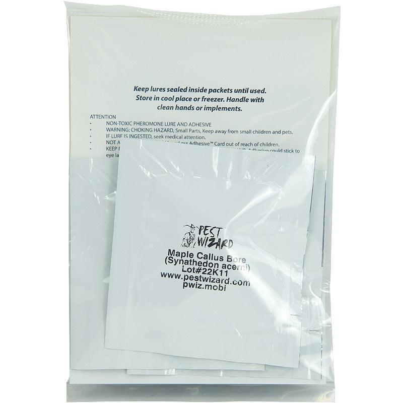 Grow Organic Pest Wizard Maple Callus Borer Moth Lure 3-pack for pest control, showing the lures ready for application.