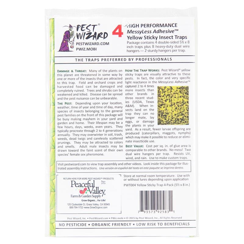 Grow Organic Pest Wizard Yellow Sticky Card Trap, large 4-pack for pest control, designed to attract and catch flying insects.