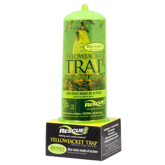 Reusable Yellowjacket Trap with attractant for pest control, featuring a bright yellow design and easy-to-use setup by Grow Organic.