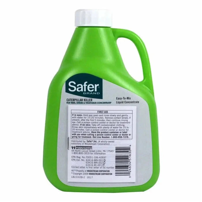 Grow Organic Safer Caterpillar Killer II 16 oz pest control bottle with natural pest repellent formula for garden caterpillar control.