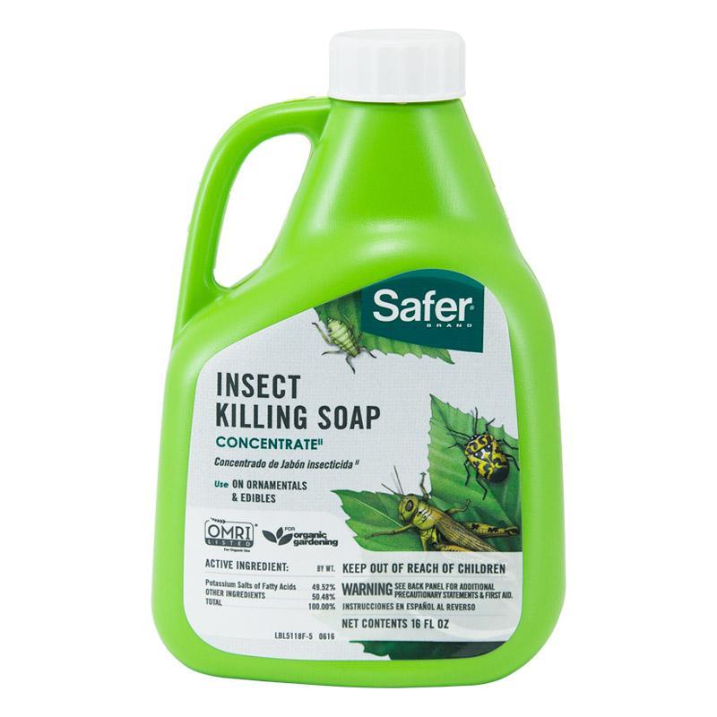 Grow Organic Safer Insecticidal Soap Concentrate pint for pest control, showing a clear container with the label and product details.