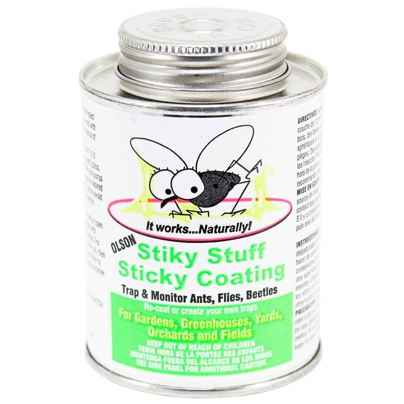 Grow Organic Stiky Stuff Sticky Coating pest control product in 8 oz container, designed to trap pests effectively.