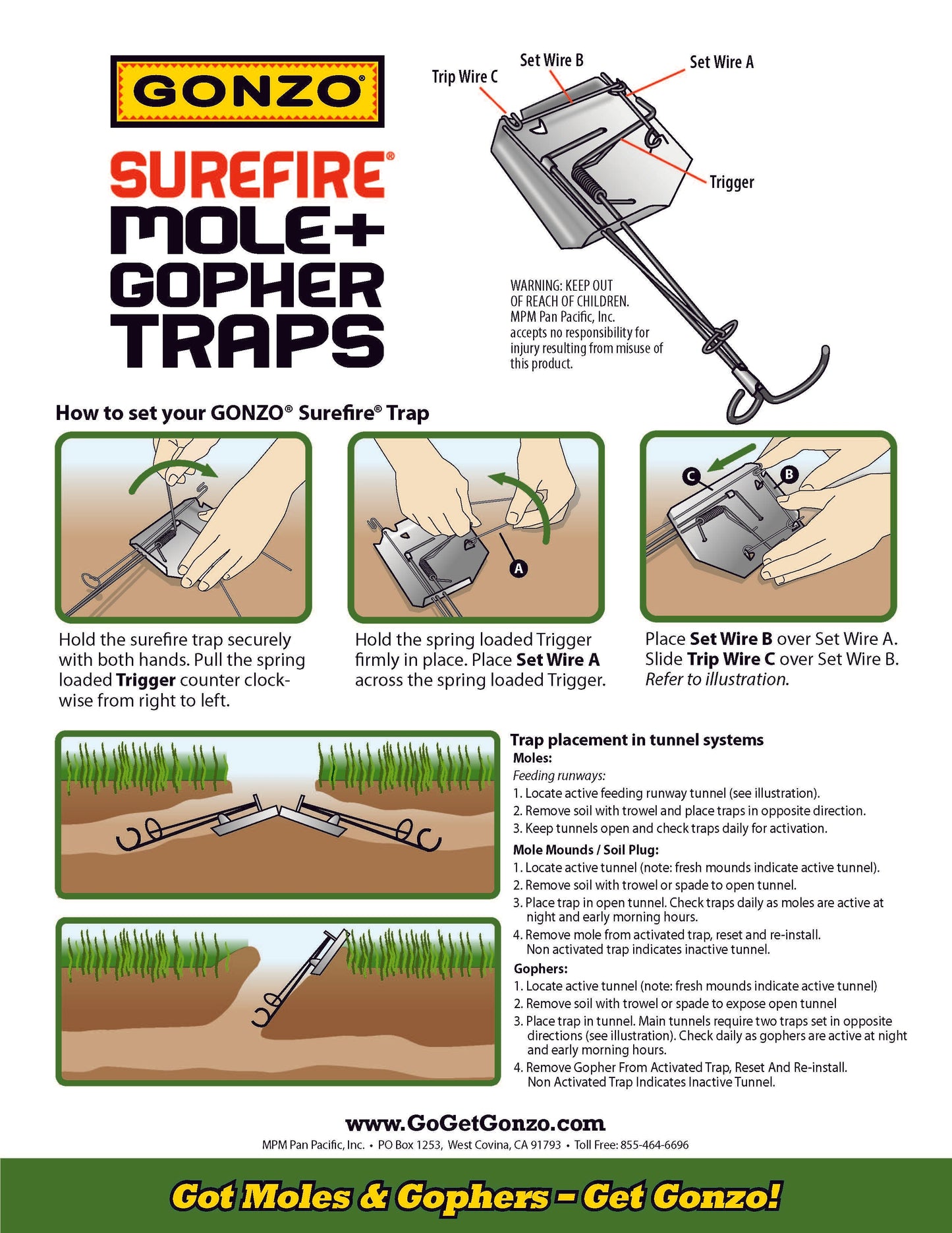 Grow Organic SureFire Gopher Trap for pest control, showing the trap setup designed to catch gophers effectively.