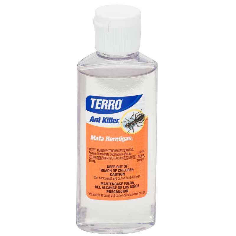 Grow Organic Terro Ant Bait in 2 oz pest control container, designed to attract and eliminate ants effectively.