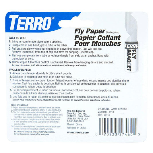 Grow Organic Terro Fly Strips pest control package of 4 hanging strips for fly trapping and insect management.