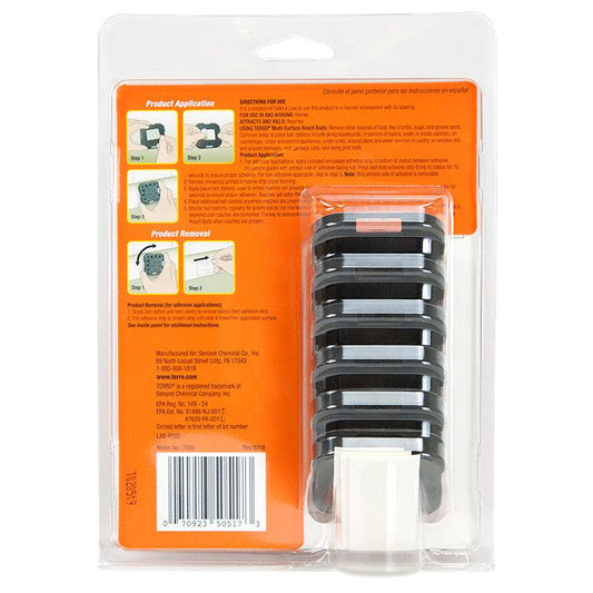 Grow Organic Terro Multi-Surface Roach Bait pest control package with six bait stations for effective roach elimination.