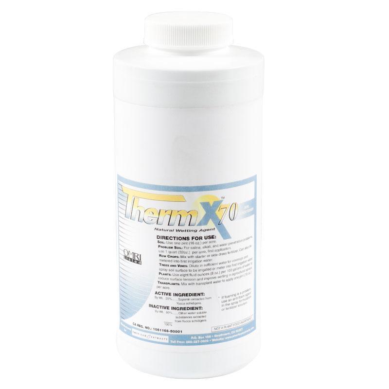 Therm X70 Yucca Extract pest control product by Grow Organic in a pint bottle, used for natural plant pest management.