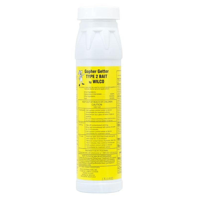 Wilco Gopher Bait Type 2 in a 1 lb jar, pest control product by Grow Organic, designed for gopher management.