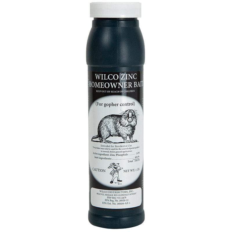Grow Organic Wilco Gopher Bait Zinc pest control in a 1 lb jar, designed to target gophers effectively.