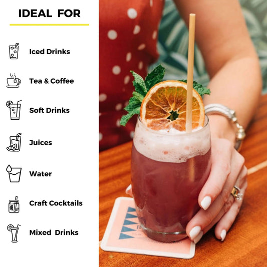 7.9-inch tall wheat drinking straws from Holy City Straw Company, eco-friendly natural wheat material for beverages