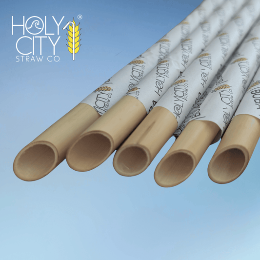 Holy City Straw Company 7.9-inch wrapped boba reed straws for drinking, made of natural reed material.