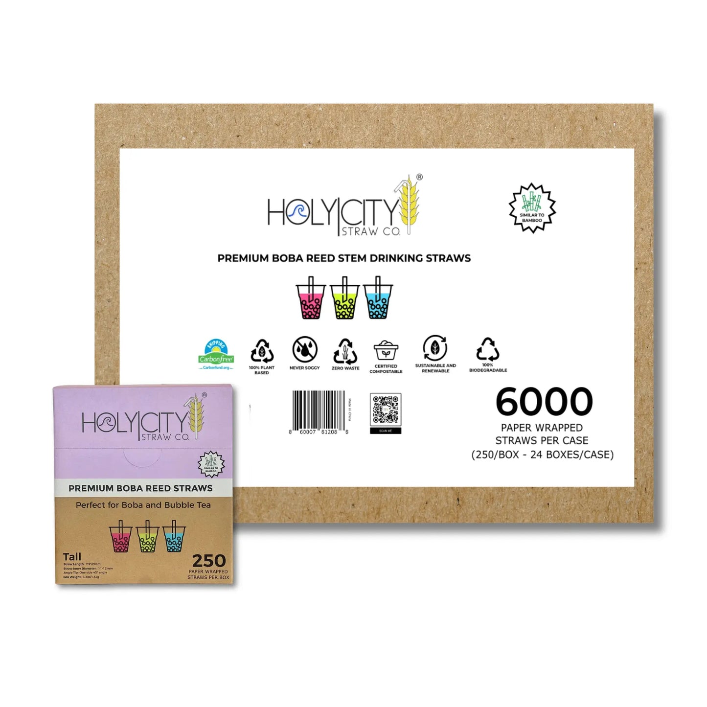 7.9" Wrapped Boba Reed Straws - Blessings Grow Meadows