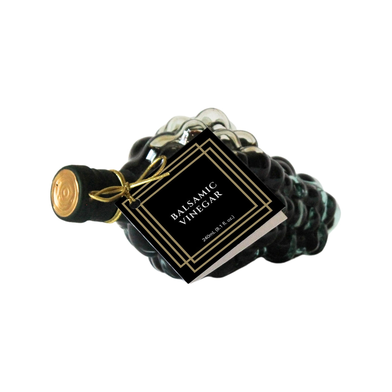 Hongar Farms Melina's Balsamic Vinegar bottle with a grape cluster label, 240mL, on a white background.