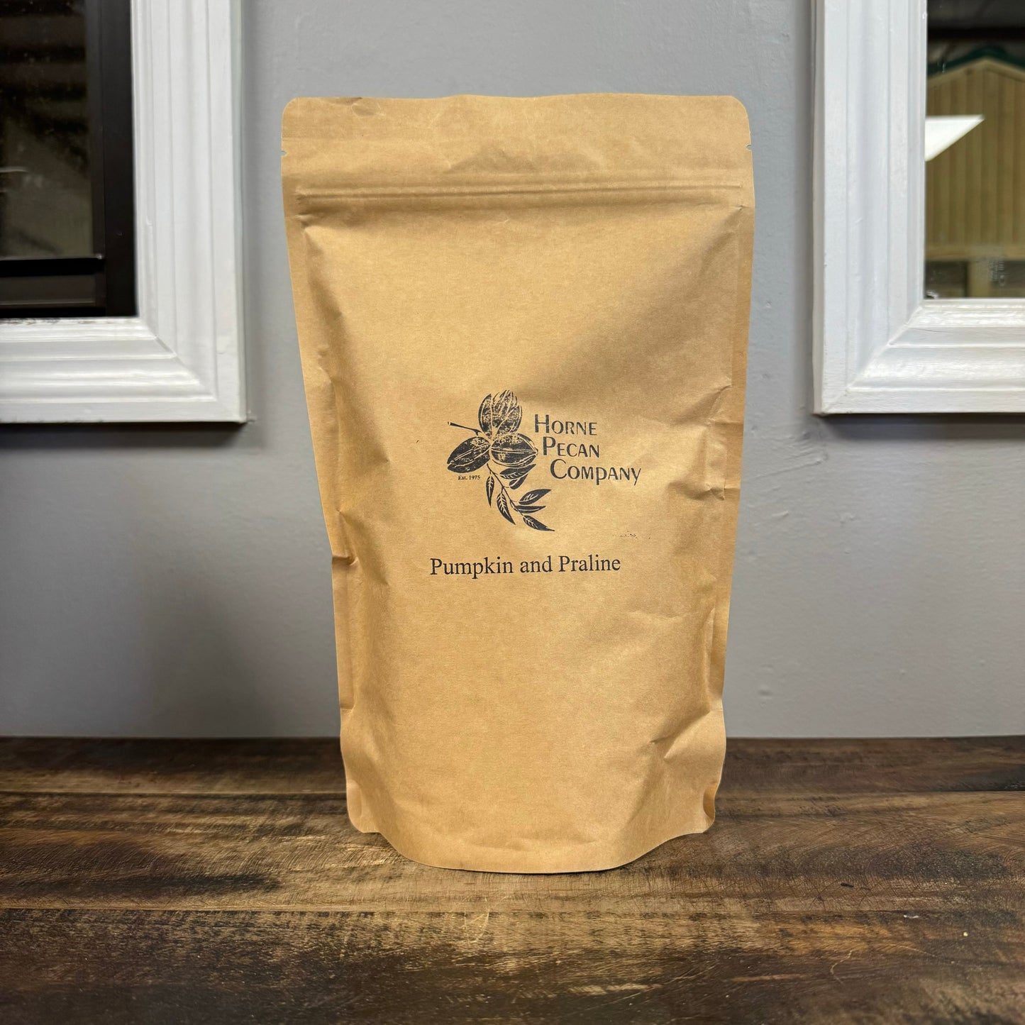 Horne Pecan Company 1 lb. gourmet pecan flavored coffee whole beans, rich aroma, and bourbon pecan blend.