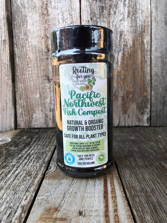 Pacific Northwest Fish Compost - 16oz by Volume Shaker - Organic - Oregon Licensed Nursery - Can be used with all soil types
