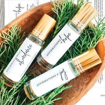 Essential Oil Roller Blends Set of 3, Positive Affirmations Gift Set, Self Care Gift Set, Aromatherapy Inhaler, Natural Perfume Oil