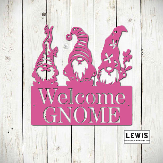 Welcome Gnome Metal Sign, Garden Decoration, Wall Decoration, Patio Decoration, Outdoor Living Space, Gnome Garden - Blessings Grow Meadows