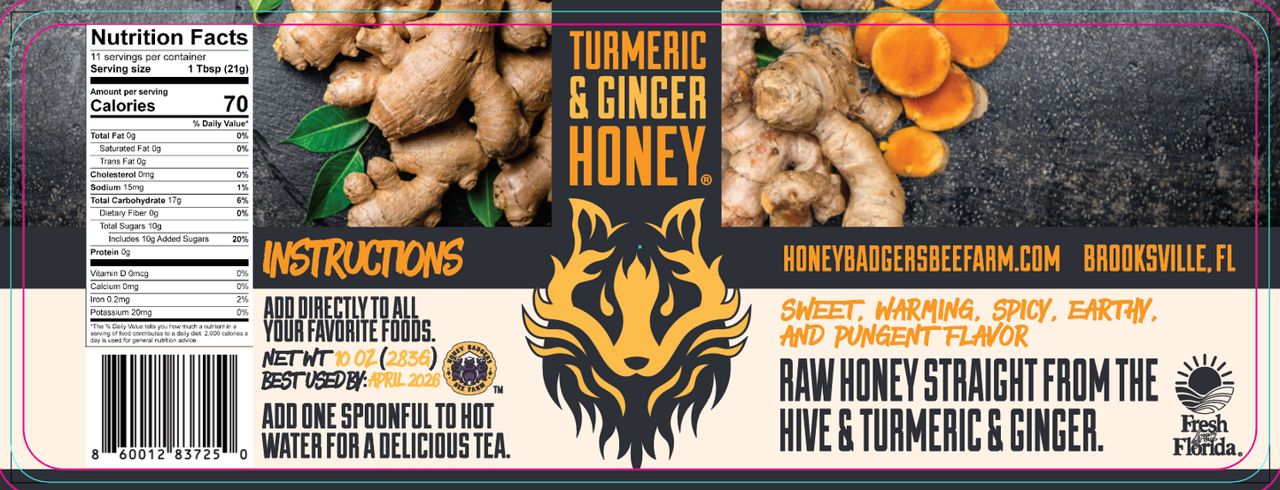 Turmeric & Ginger Honey - Honey Badgers Bee Farm ~ Blessings Grow Meadows