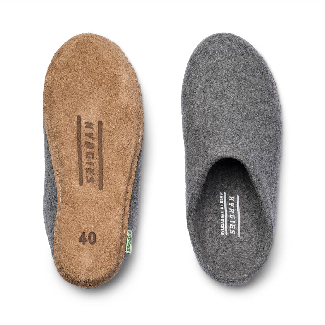 Kyrgies Molded Sole Low Back slippers in gray, featuring a molded low sole and comfortable design for indoor wear.