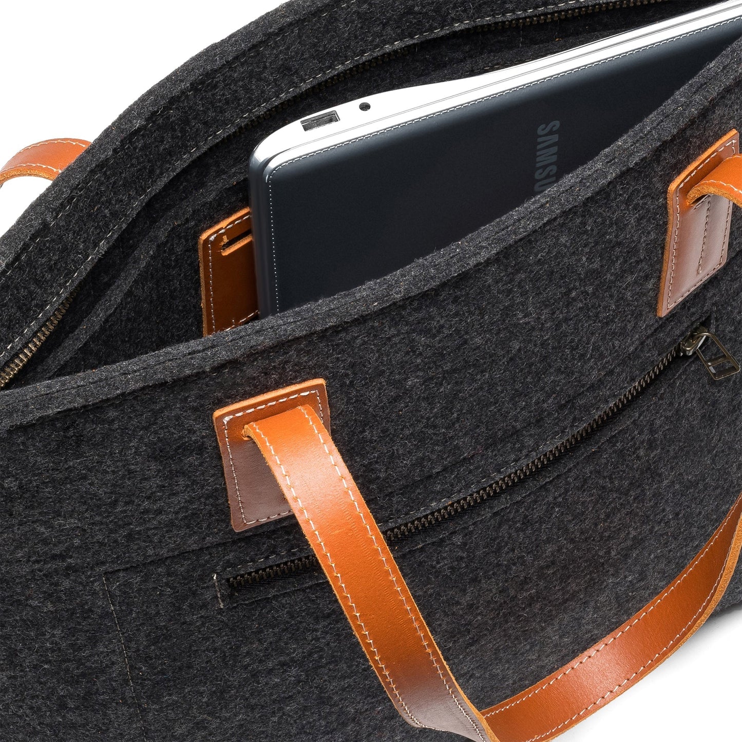 Gray Kyrgies handmade wool tote bag with sturdy straps and natural texture, perfect for everyday use.
