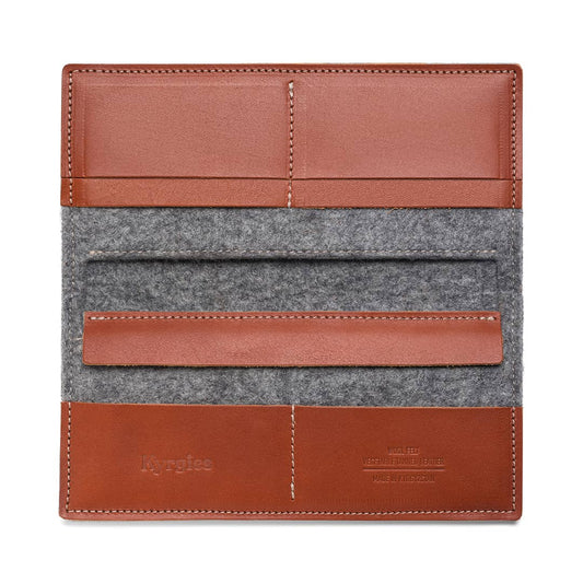 Kyrgies travel wallet with multiple compartments, made of eco-friendly materials, featuring a compact design for secure travel organization.
