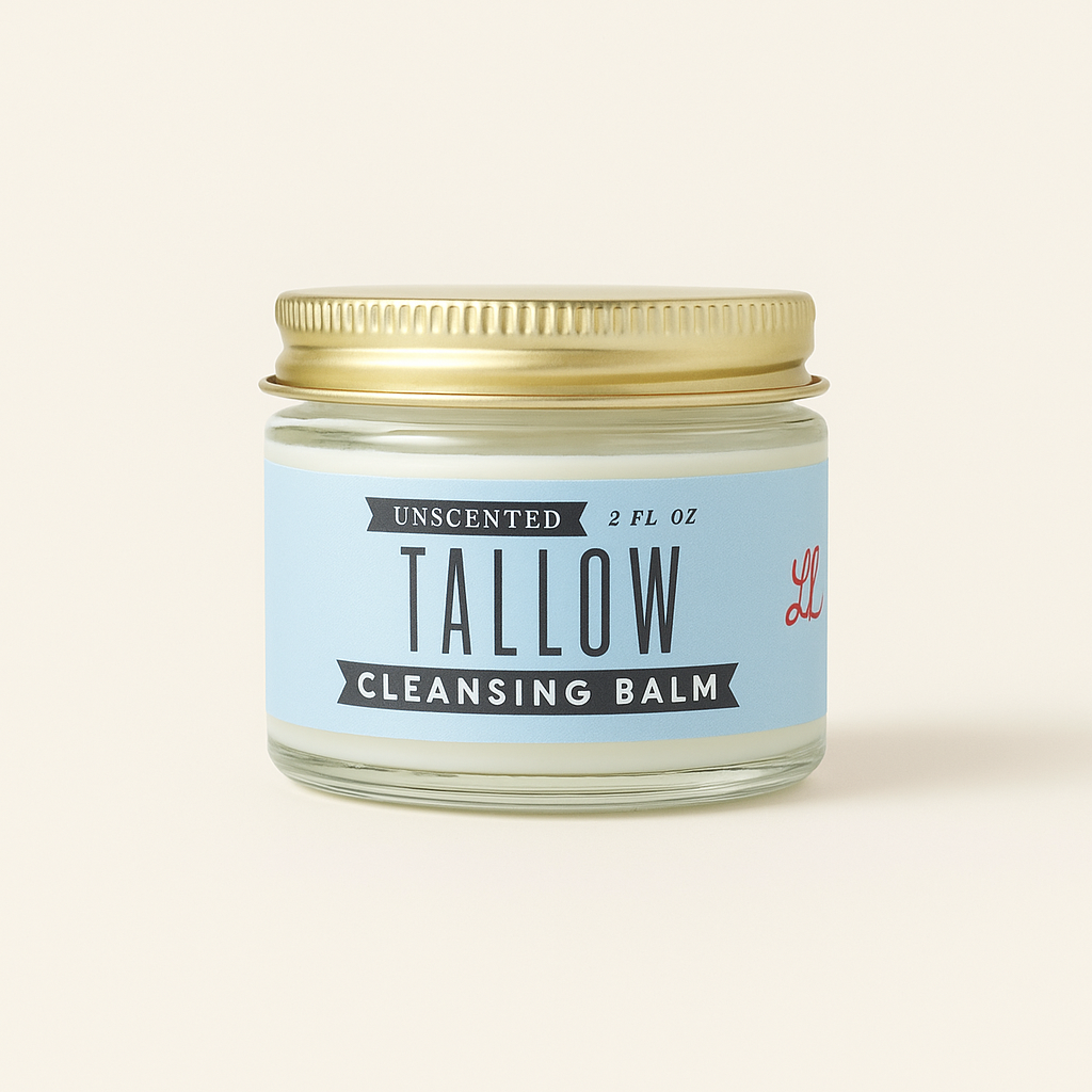 Unscented Lady May Tallow body cream with natural beef tallow moisturizer, showing the 9oz jar of all-natural skin lotion.