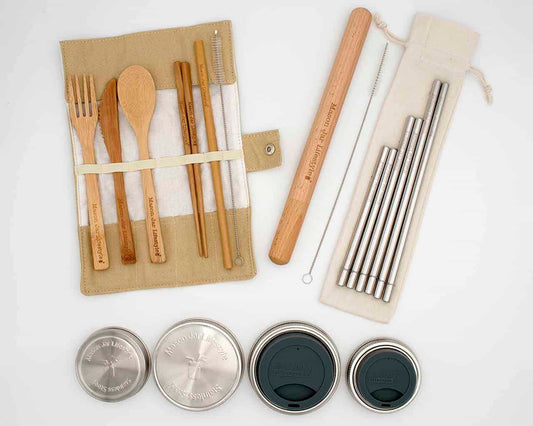 Charcoal gray Zero Waste Starter Kit for Mason Jars by Mason Jar Lifestyle, includes reusable accessories for eco-friendly storage.