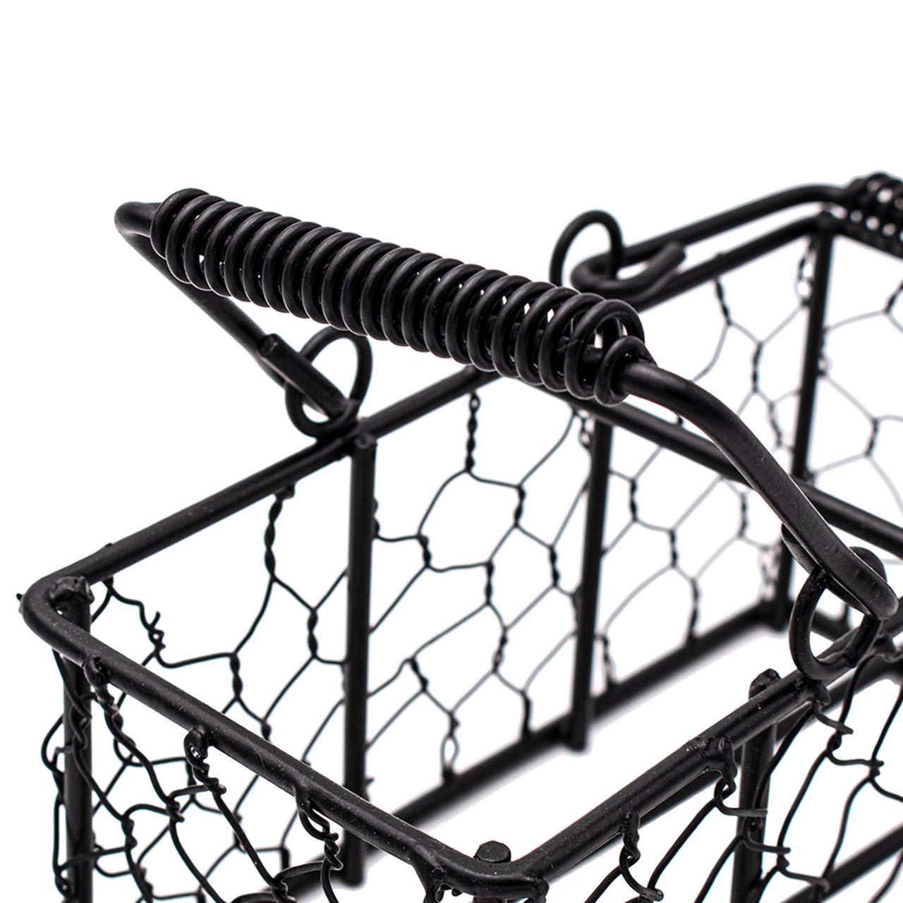 Chicken wire caddy holding two 8oz Mason jars from Mason Jar Lifestyle, designed for convenient storage and display.