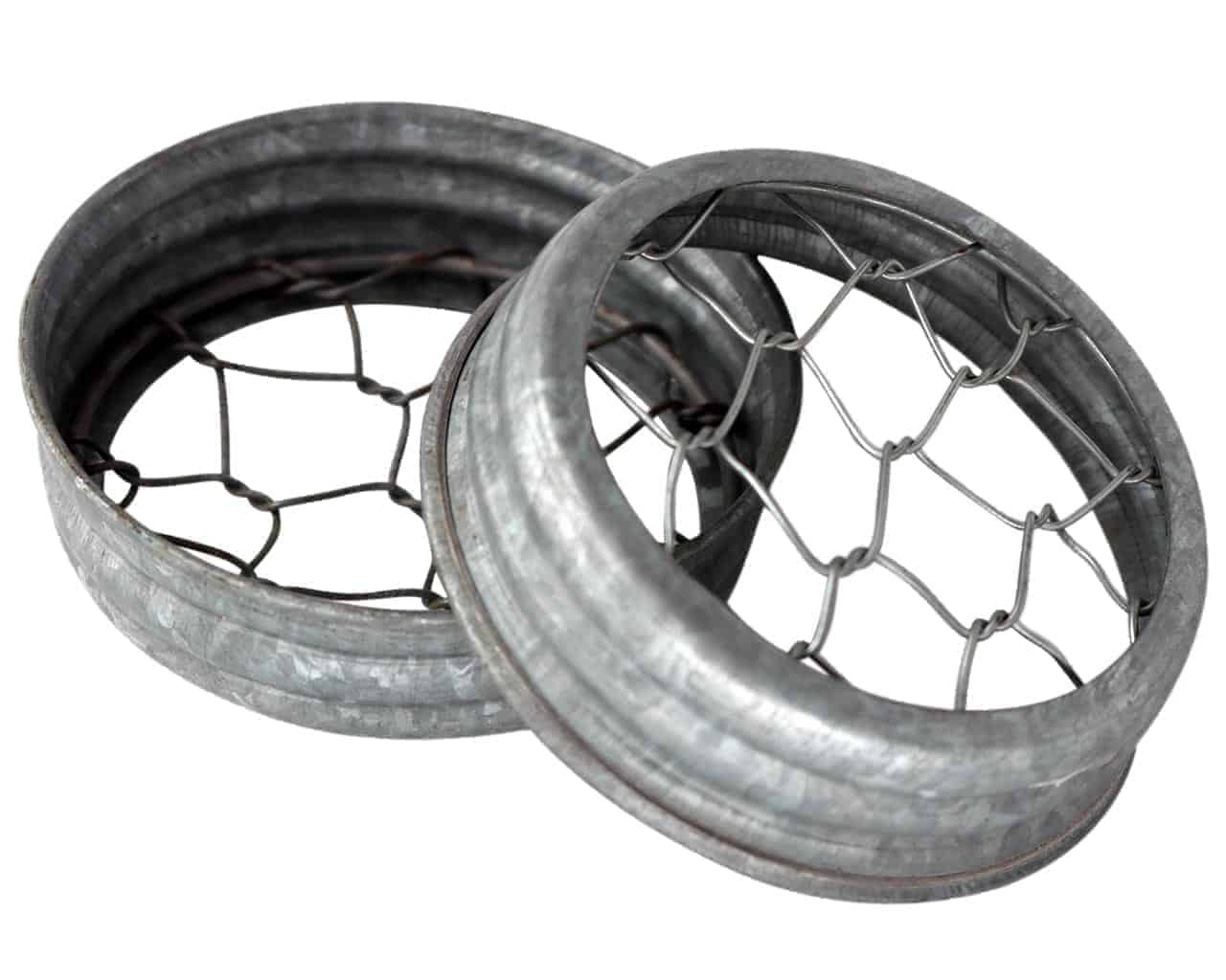 Galvanized metal frog lid flower organizer for mason jars, featuring chicken wire design for Mason Jar Lifestyle products.