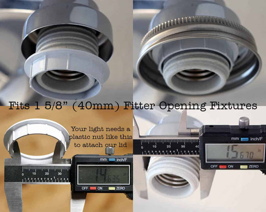 Stainless steel lighting lid for mason jars, designed for Mason Jar Lifestyle light fixtures, with a sleek, modern appearance.