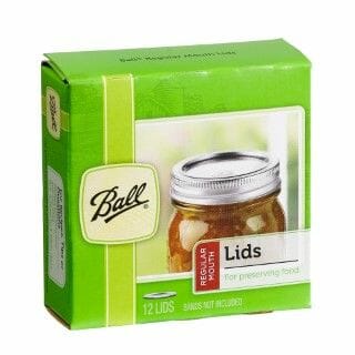 Set of 12 wide-mouth Mason Jar Lifestyle Ball mason jar lids for canning and preserving, metal with sealing rubber gaskets.