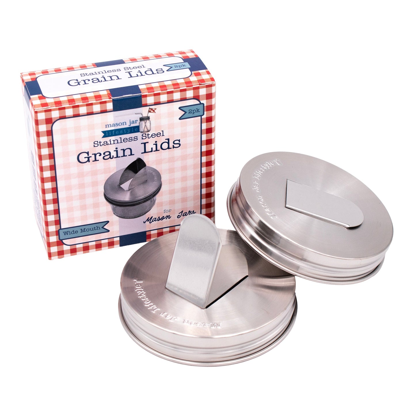 Grain Dispenser Stainless Steel Lids for Mason Jars 2 Pack - Blessings Grow Meadows