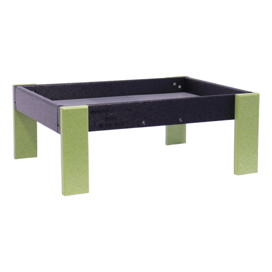 AmishToyBox.com ground bird feeder with screen mesh tray for wildlife, designed for ground feeding and easy bird access.