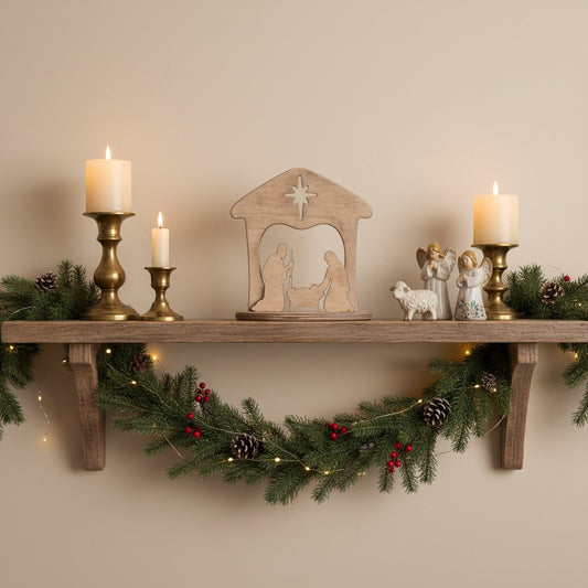 Wooden Manger Scene, One-Piece Nativity Set for Mantel or Shelf - AmishToyBox.com ~ Blessings Grow Meadows