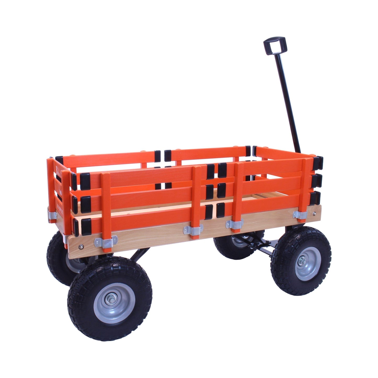 Amish-made Berlin Flyer Sport Wagon F410, a durable red kids' scooter and wagon for outdoor play, made in Ohio.