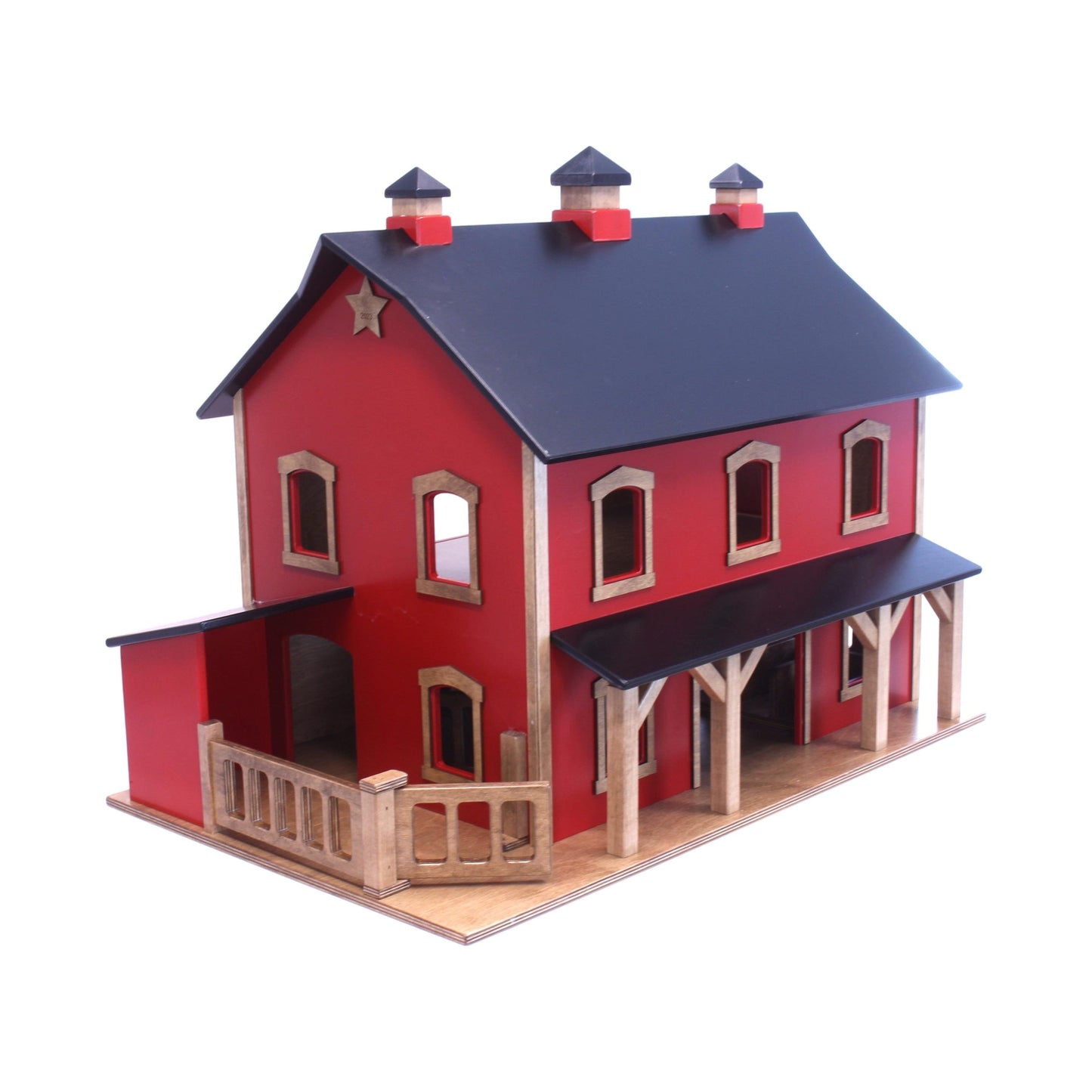 Large Pennsylvania Bank Barn toy, handcrafted AmishToyBox.com wooden toy model from Lancaster County, PA, with detailed barn features.