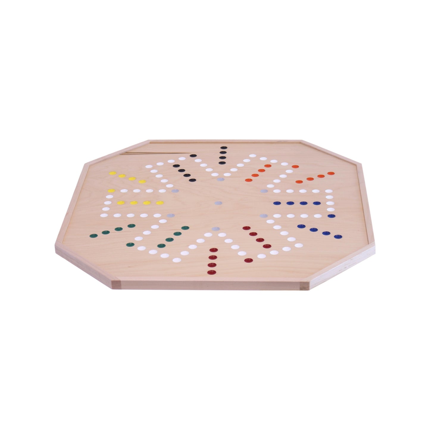 Maple wood Aggravation and Chinese Checkers combo game board set with large marbles and dice, 25 inches wide, AmishToyBox.com toy