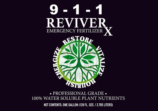 MIgardener Revive Rx fertilizer bottle, 1-gallon size, with label displaying product name and branding for healthy plant growth