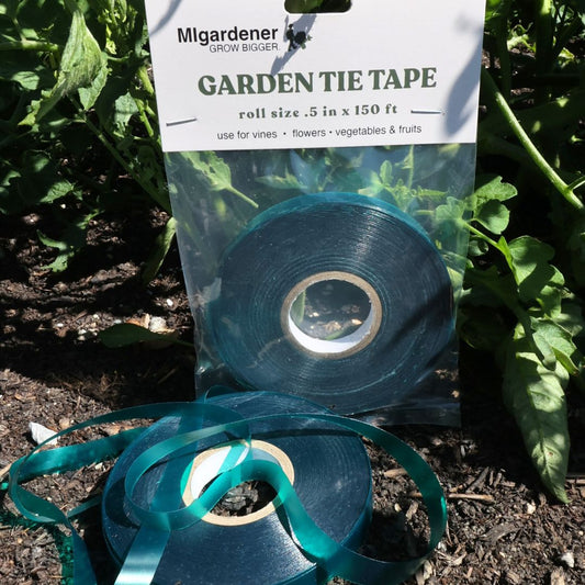 MIgardener tomato and garden tie tape roll, 1 x 150 meters, flexible green garden tape for plant support and training.