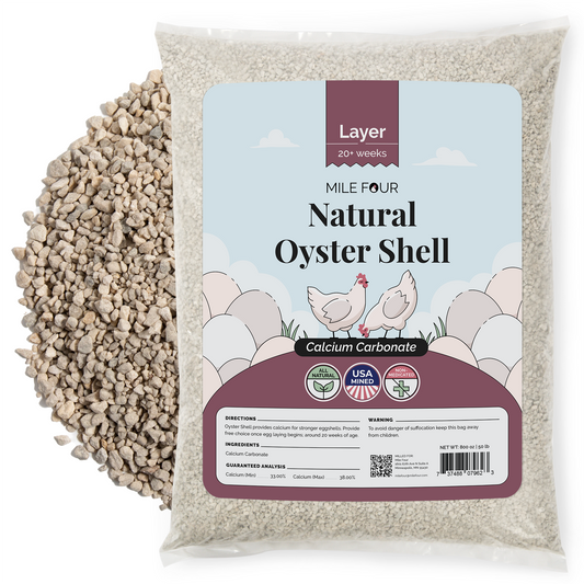 Mile Four oyster shell treats and supplements for birds, 4 lbs, natural calcium supplement for poultry and pet birds.