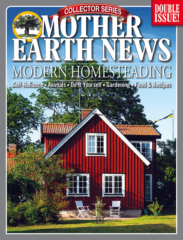 Mother Earth News Collector Series magazine cover featuring Modern Homesteading, 5th Edition, with earthy design and vintage style.