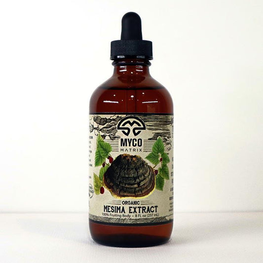 Mycomatrix MESIMA adaptogenic mushroom extract bottle from Mushroom Mountain with label visible