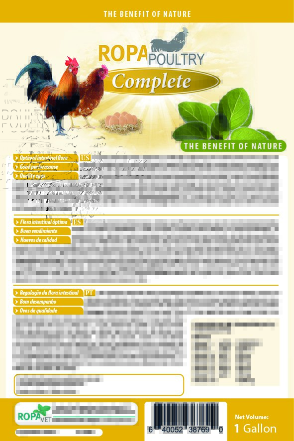 My Pet Chicken RopaPoultry Oregano Oil+ supplement for chickens, 250ml bottle with natural oregano oil for poultry health.