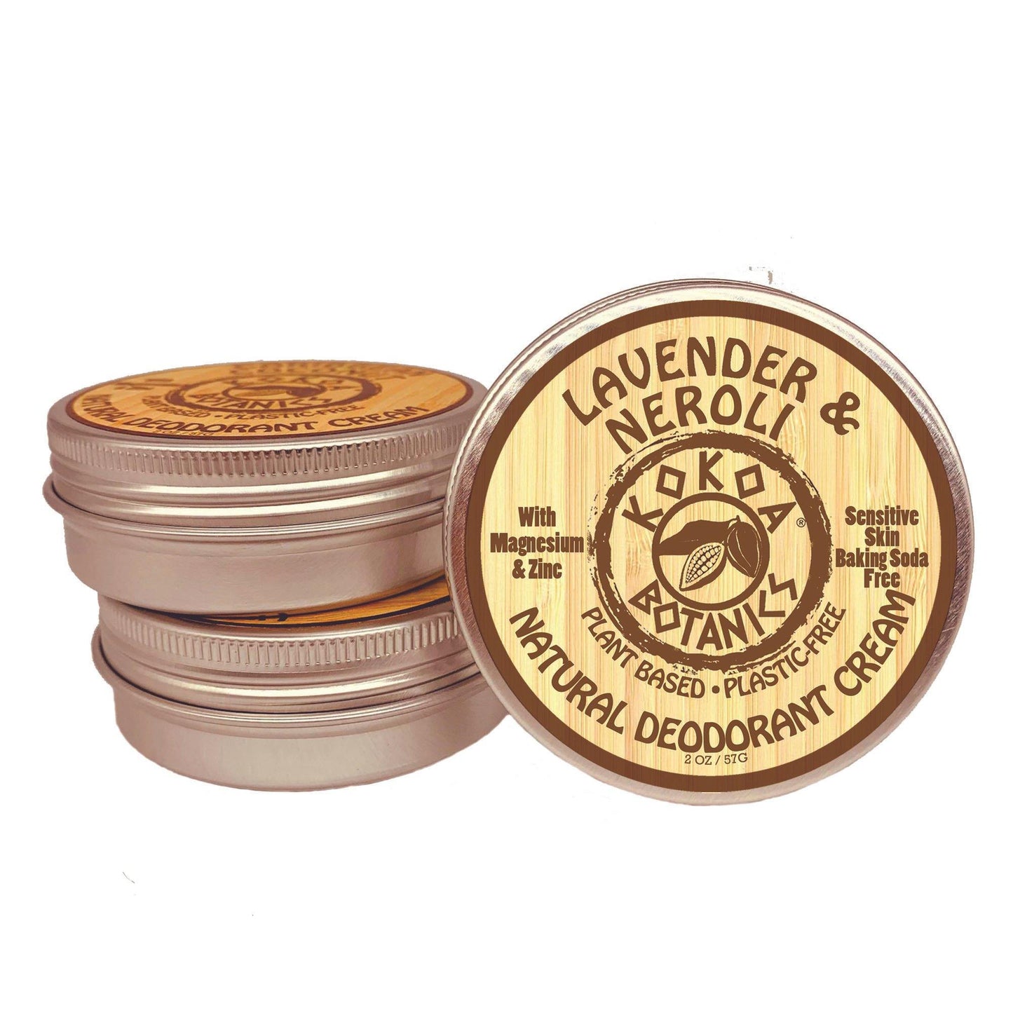 KOKOA BOTANICS Lavender & Neroli natural deodorant cream for sensitive skin, baking soda free, 2.5 oz jar with lavender and neroli scent