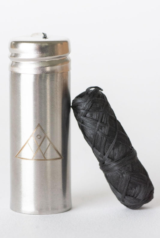 Charcoal dental floss with stainless steel holder by NO TOX LIFE, eco-friendly oral hygiene product with black floss and sleek holder