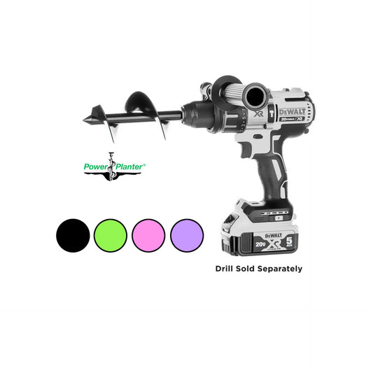 Power Planter Augers gardening auger for bulb planting and bedding plants, black 3" x 7" planting tool for efficient gardening.