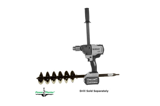 Heavy duty 4-inch Power Planter Auger for bulbs and root quencher installation, suitable for light to medium-duty gardening tasks.